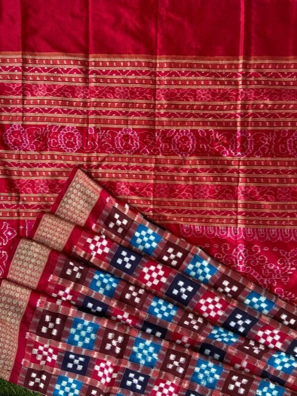 Pink Colour Sambalpuri Handloom Bandha Silk Saree - Sambalpuri Handloom Item