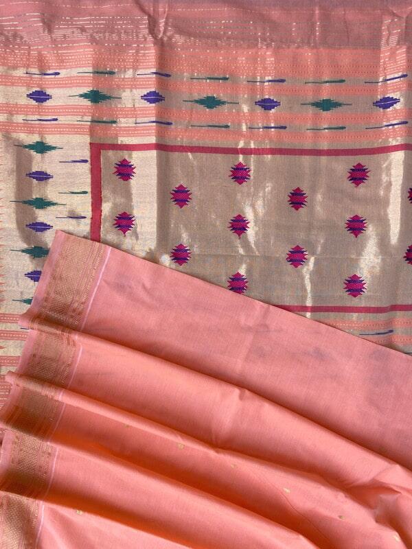 Sohum Sutras: Red cotton paithani saree