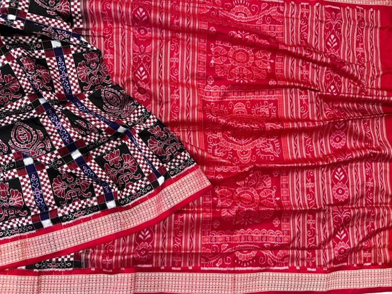 Buy Blue-Red Handloom Sambalpuri Ikat Cotton Saree Online at Jaypore.com